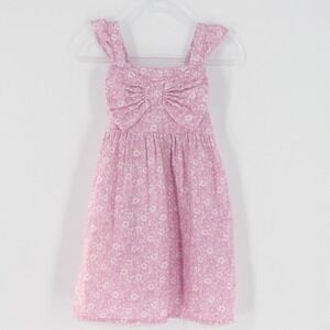 Cat & Jack Sun Dress Floral Bow Metallic 3T Pink
